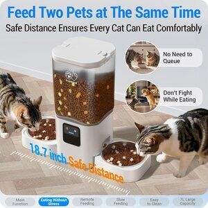 Automatic Pet Feeder for 2 Pets with Slow Feed: Dual Automatic Feeder with WiFi